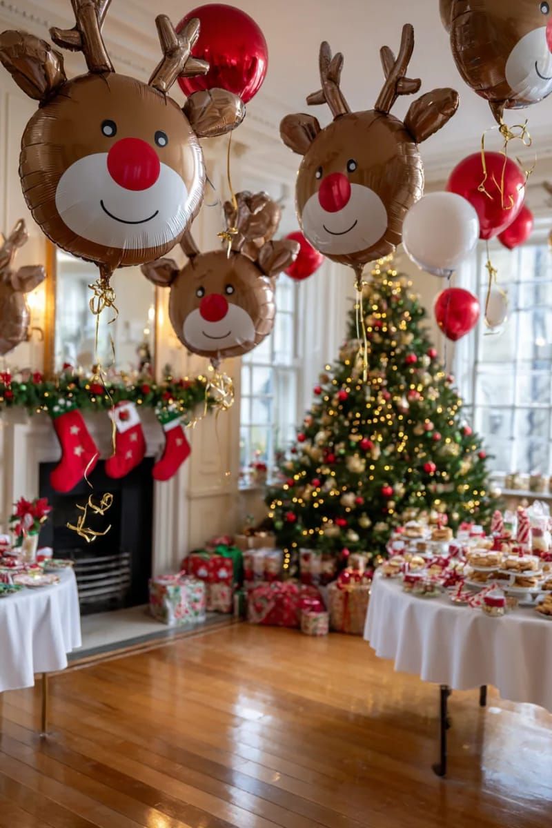 28. Reindeer-Shaped Balloons for Playful Room Decor