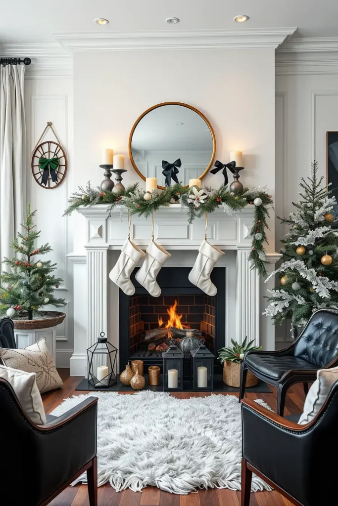 A Monochrome Look for Your Christmas Fireplace