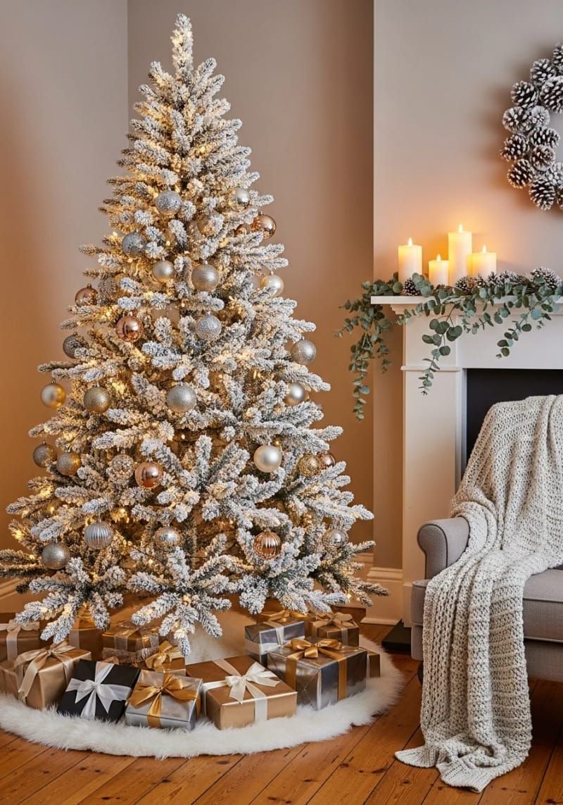 21. Flocked Frosted Tree With Metallic Accents - photo 2