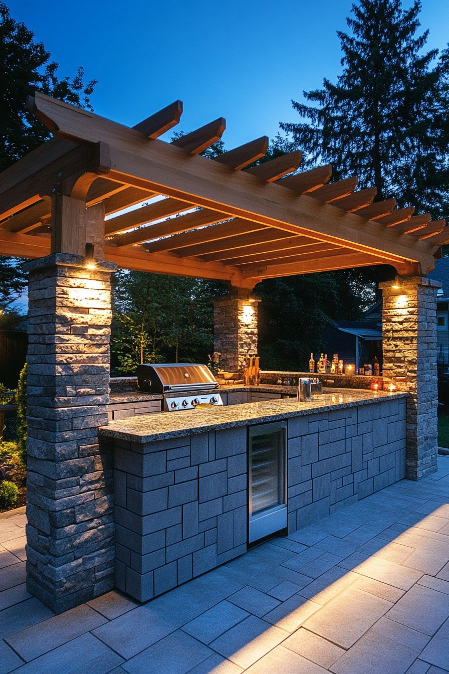 24. Add Stylish Lighting to Your Outdoor Kitchen