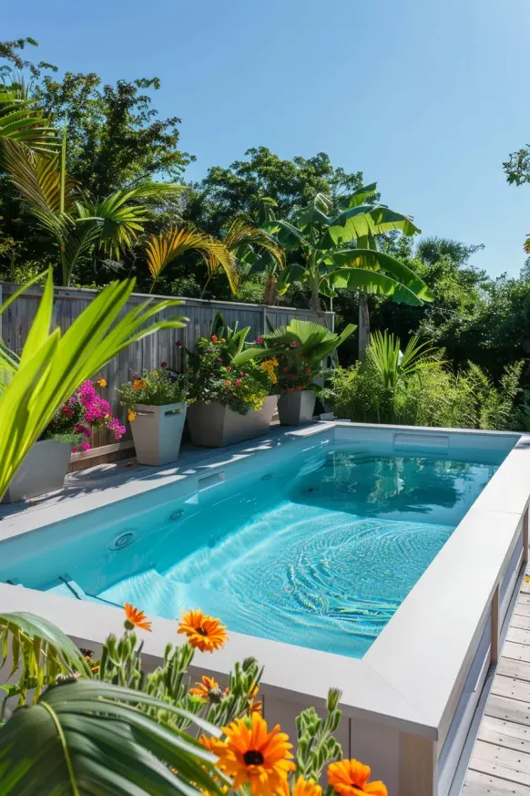 Poolside Escape in a Green Garden Setting