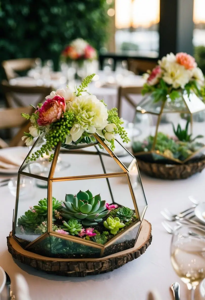 7) Succulent and Floral Terrarium Displays