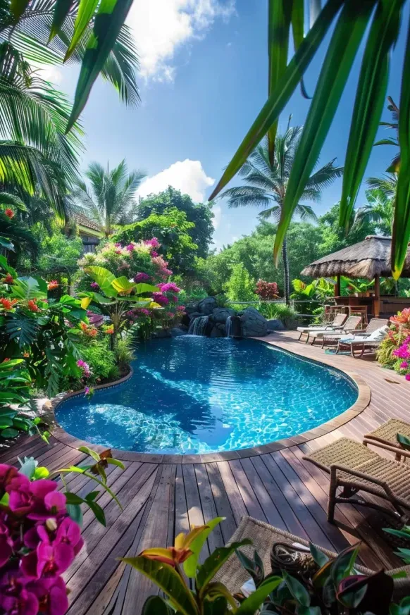 Tropical Waterfall Pool Design Ideas