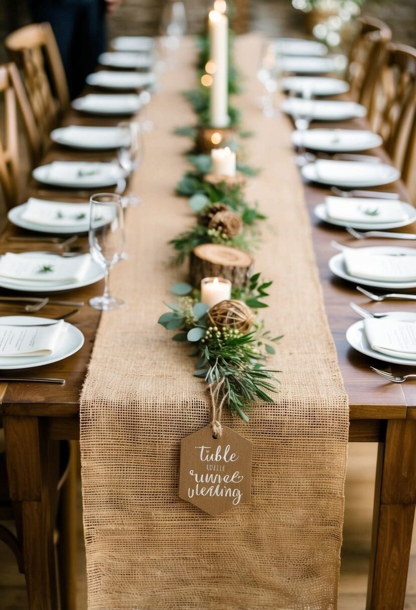 12) Rustic Burlap Table Runners