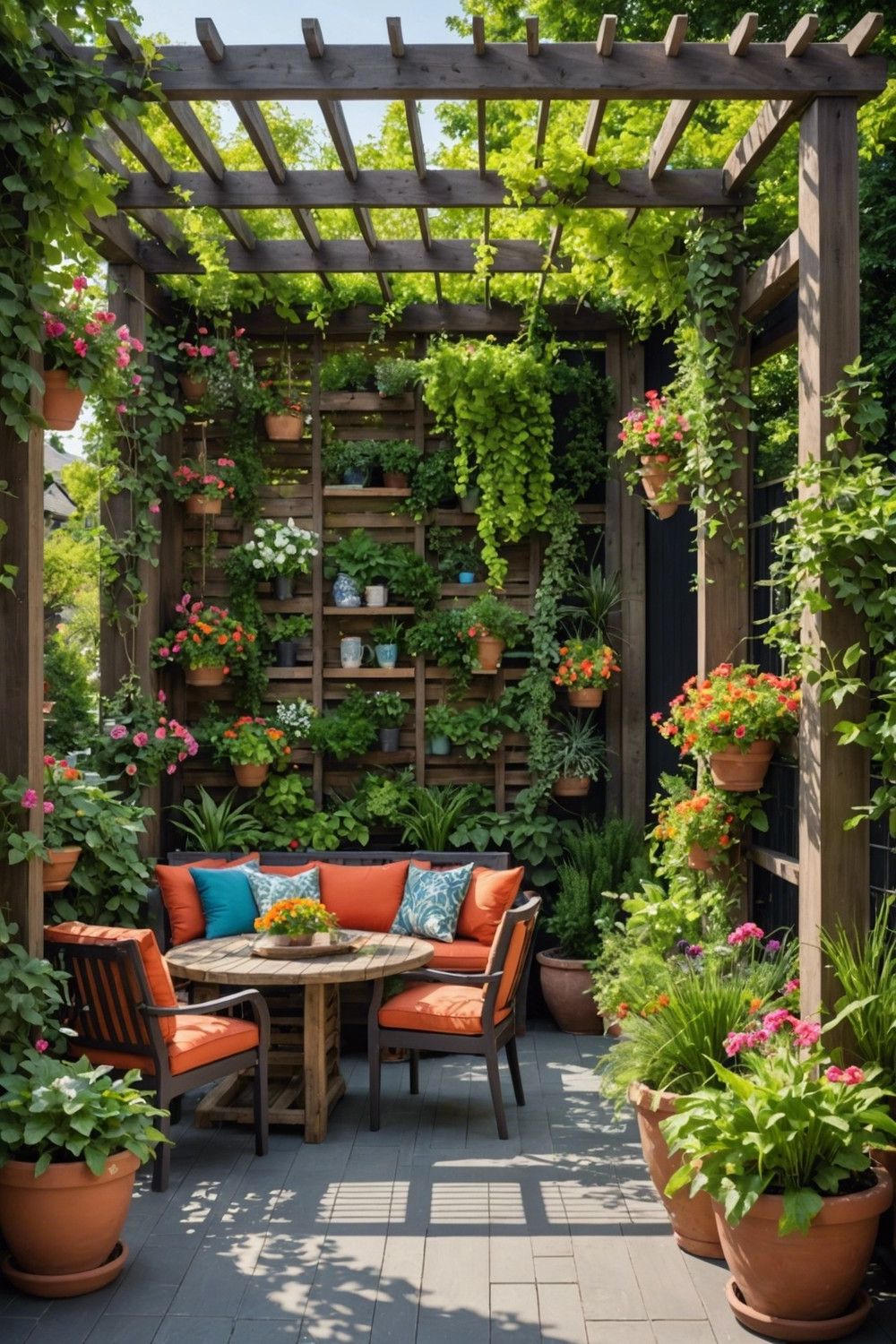 8) Vertical Garden Pergola with Trellis Panels