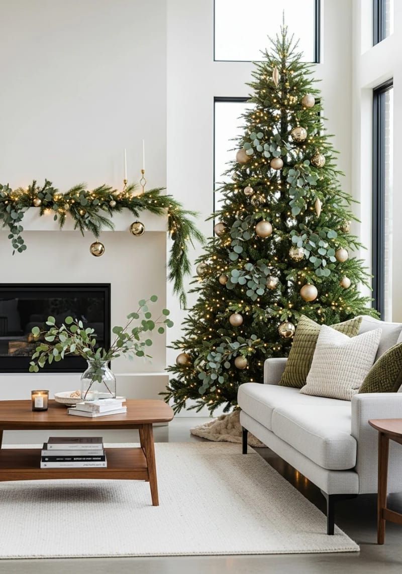 28. Champagne ornaments and eucalyptus for neutral modern decor - photo 3