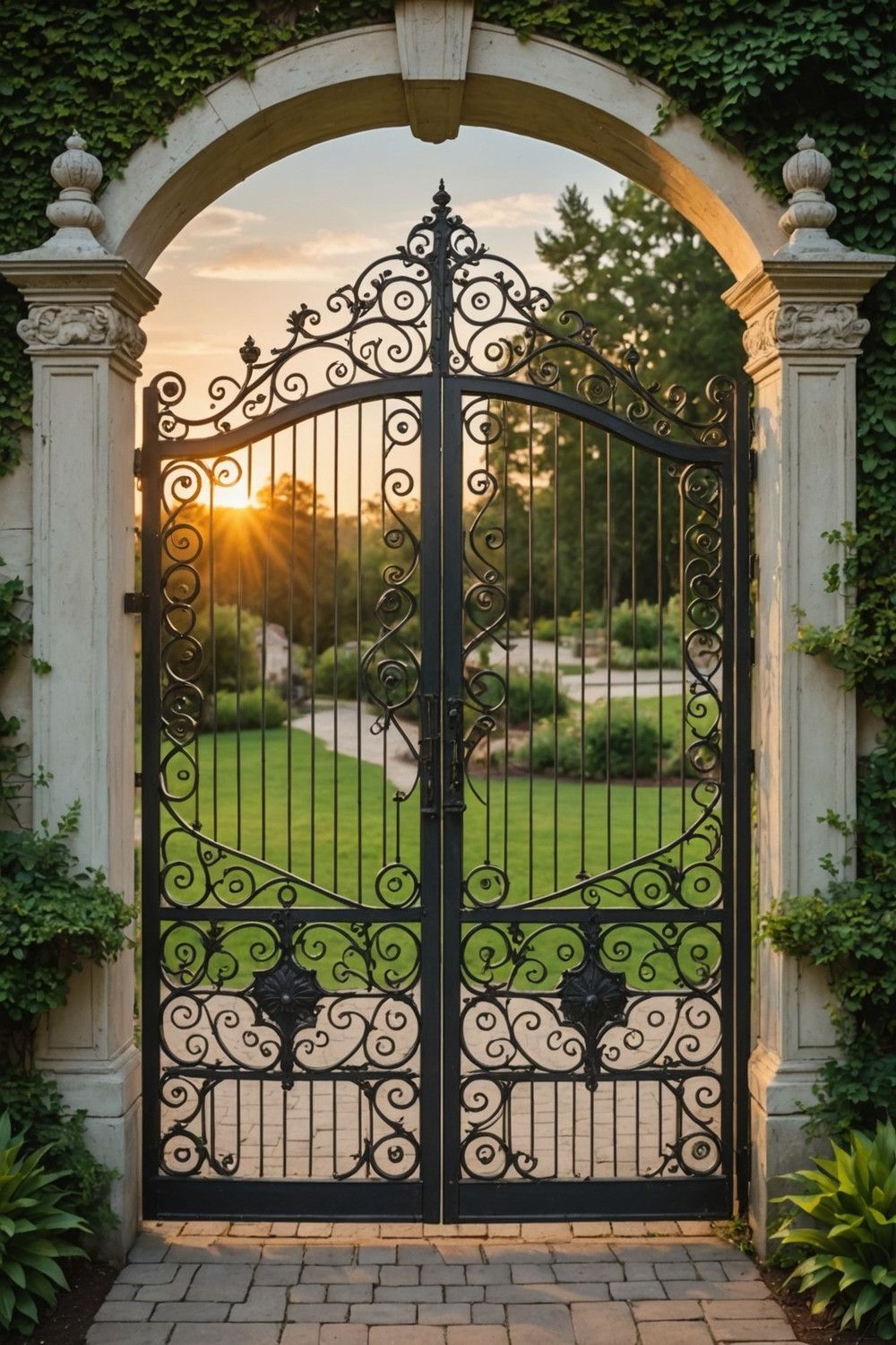 Decorative Metal Gate with Fanciful Flourishes