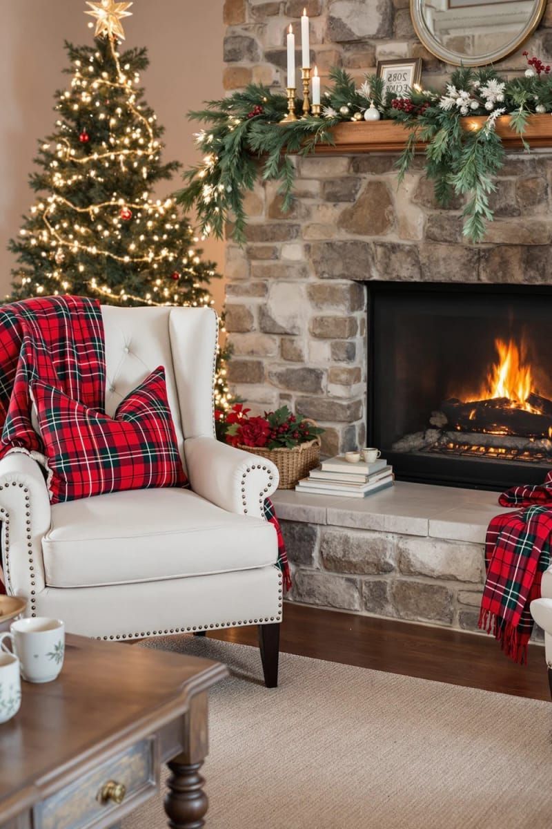 5. Tartan plaid cushions and throws for armchairs - photo 3
