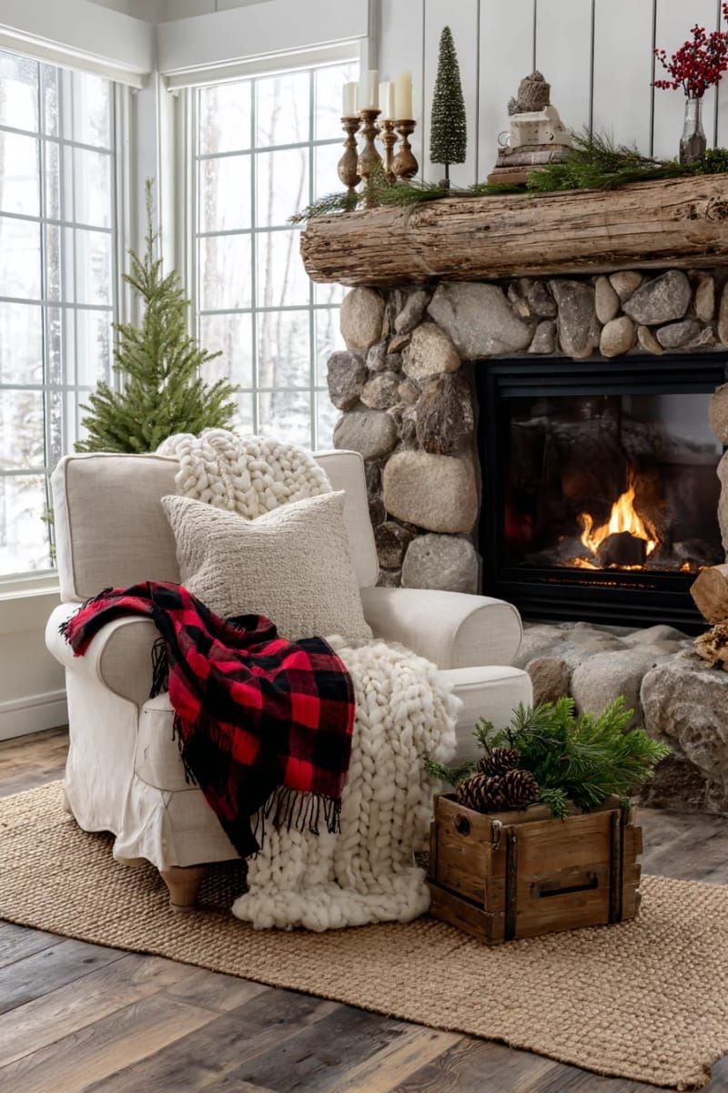 2. Buffalo Plaid Throw On Armchair