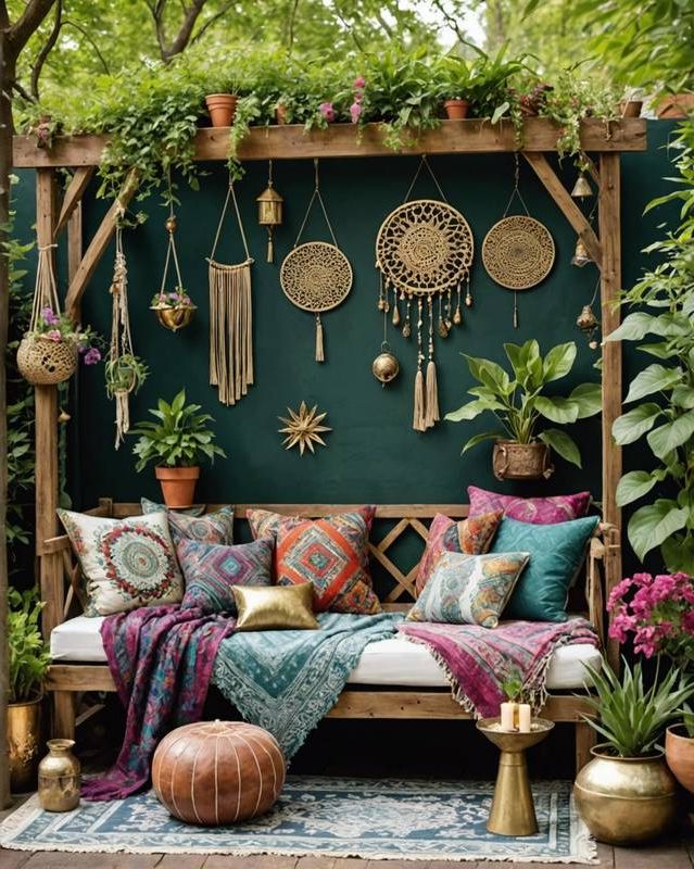 Boho-Glam Garden With Metallic And Luxe Textiles