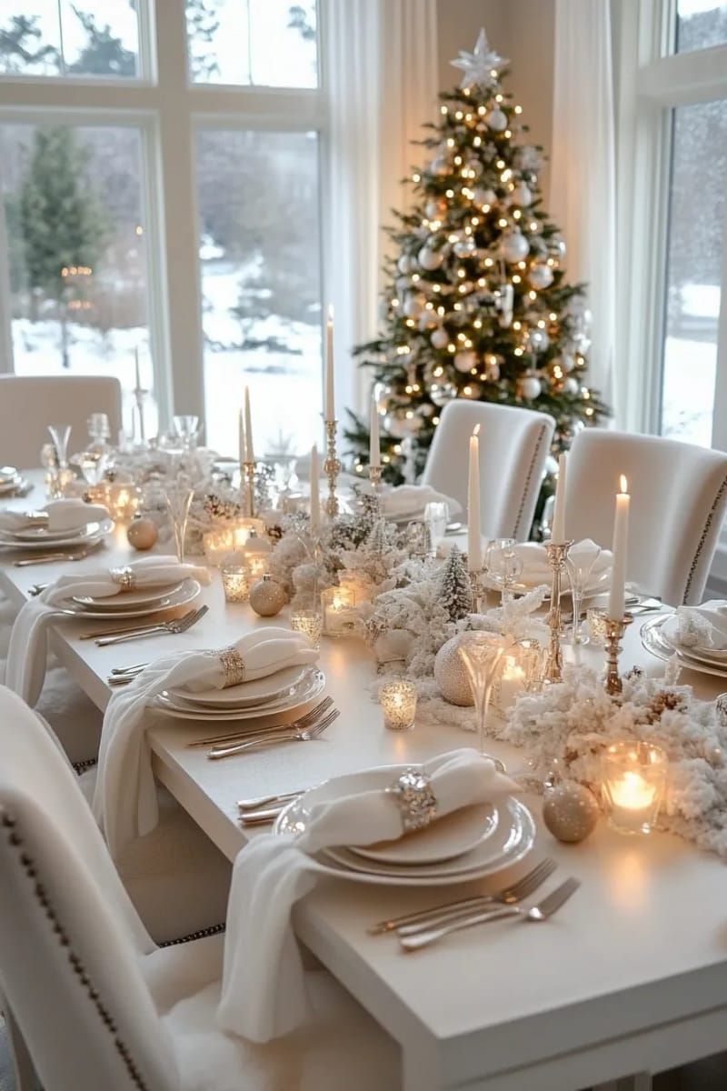 16. All-White Table Look With Frosted Berries