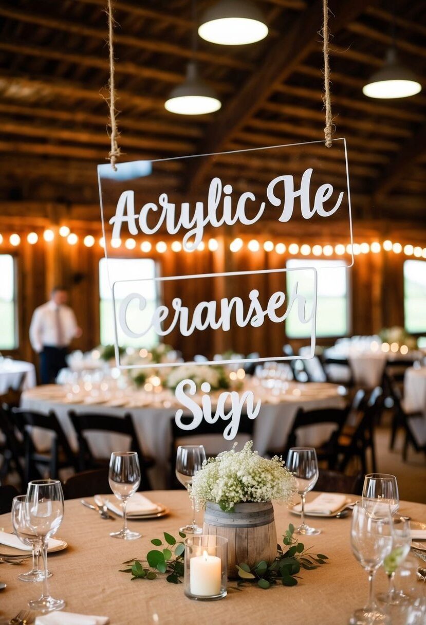 6) Suspended Acrylic Signs Over Centerpieces