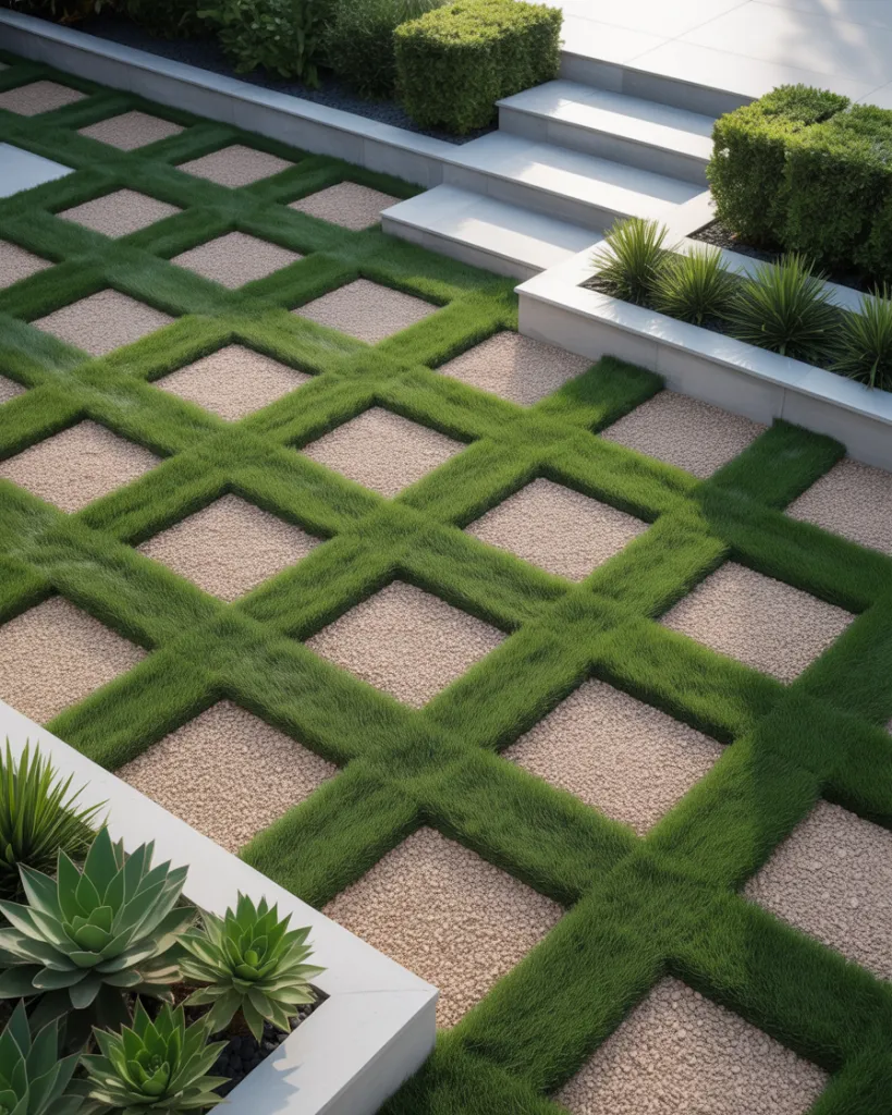 18. A Playful DG and Grass Checkerboard Design