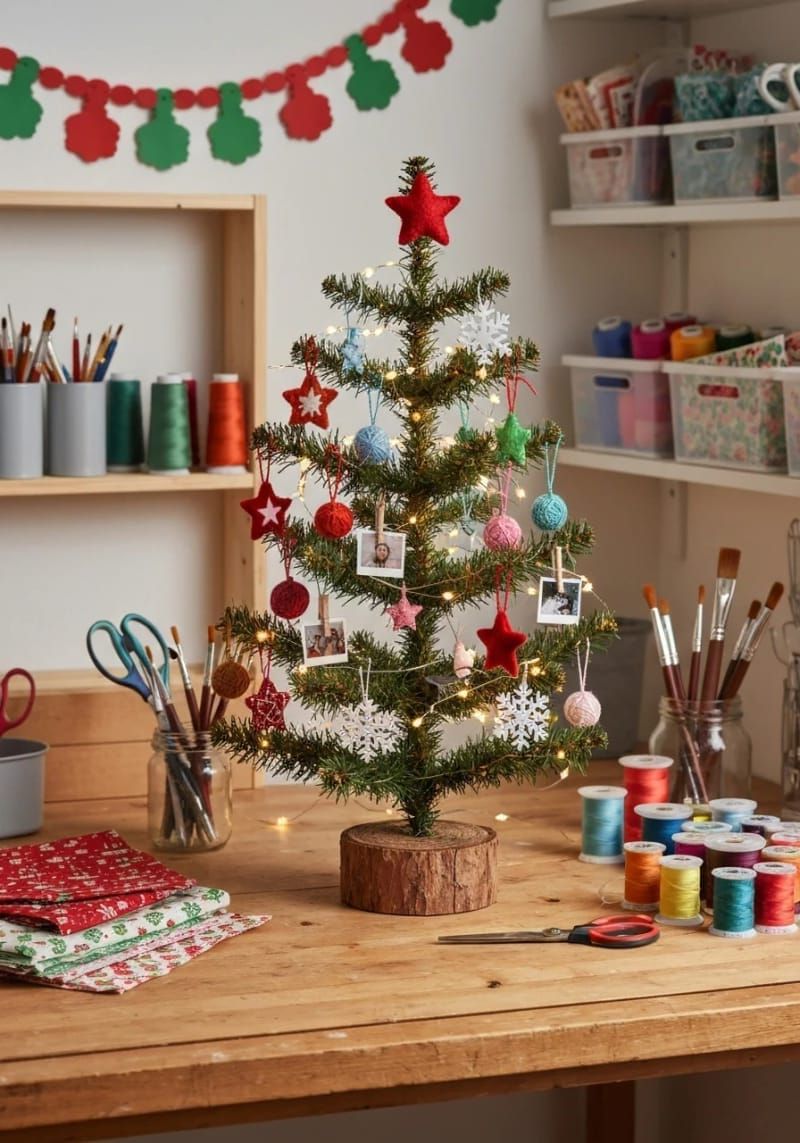 12. Mini Lit Tree with Handmade Ornaments - photo 2