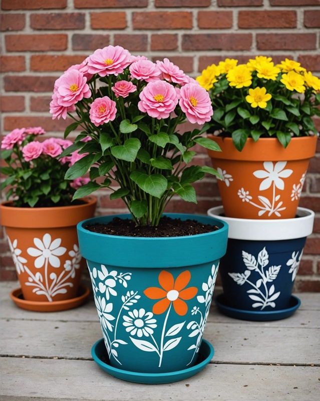 Easy Stenciled Pot Designs