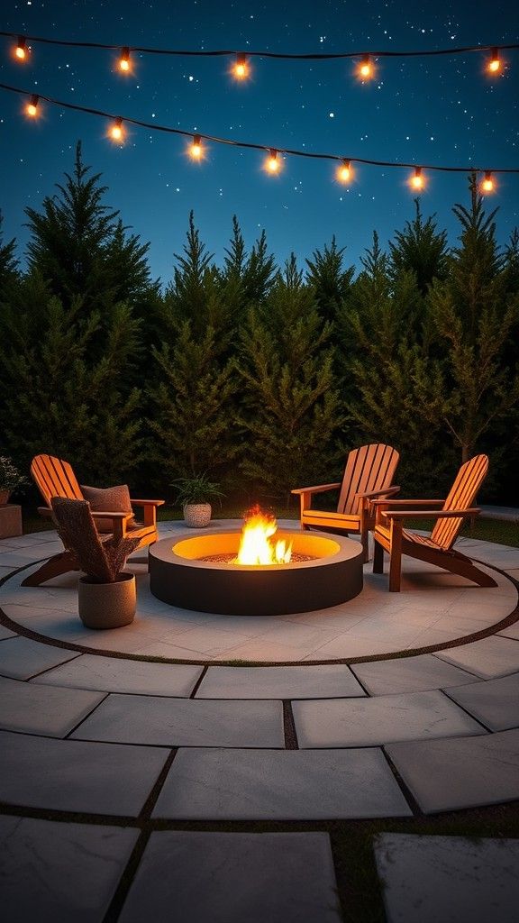 Circular Fire Pit With Paver Border