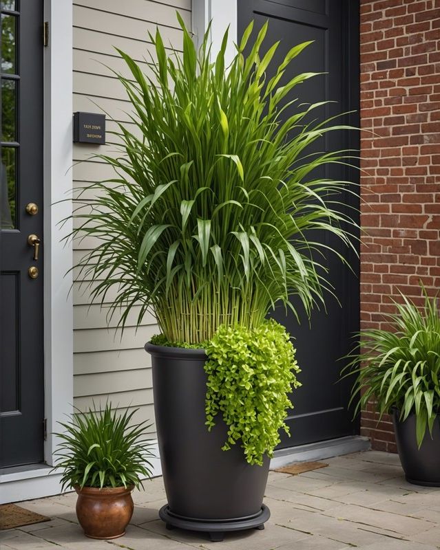 Tiered Planters With Trailing Lemongrass
