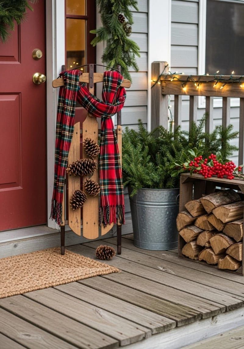 5. Vintage Sled Leaned Against the Door - photo 2