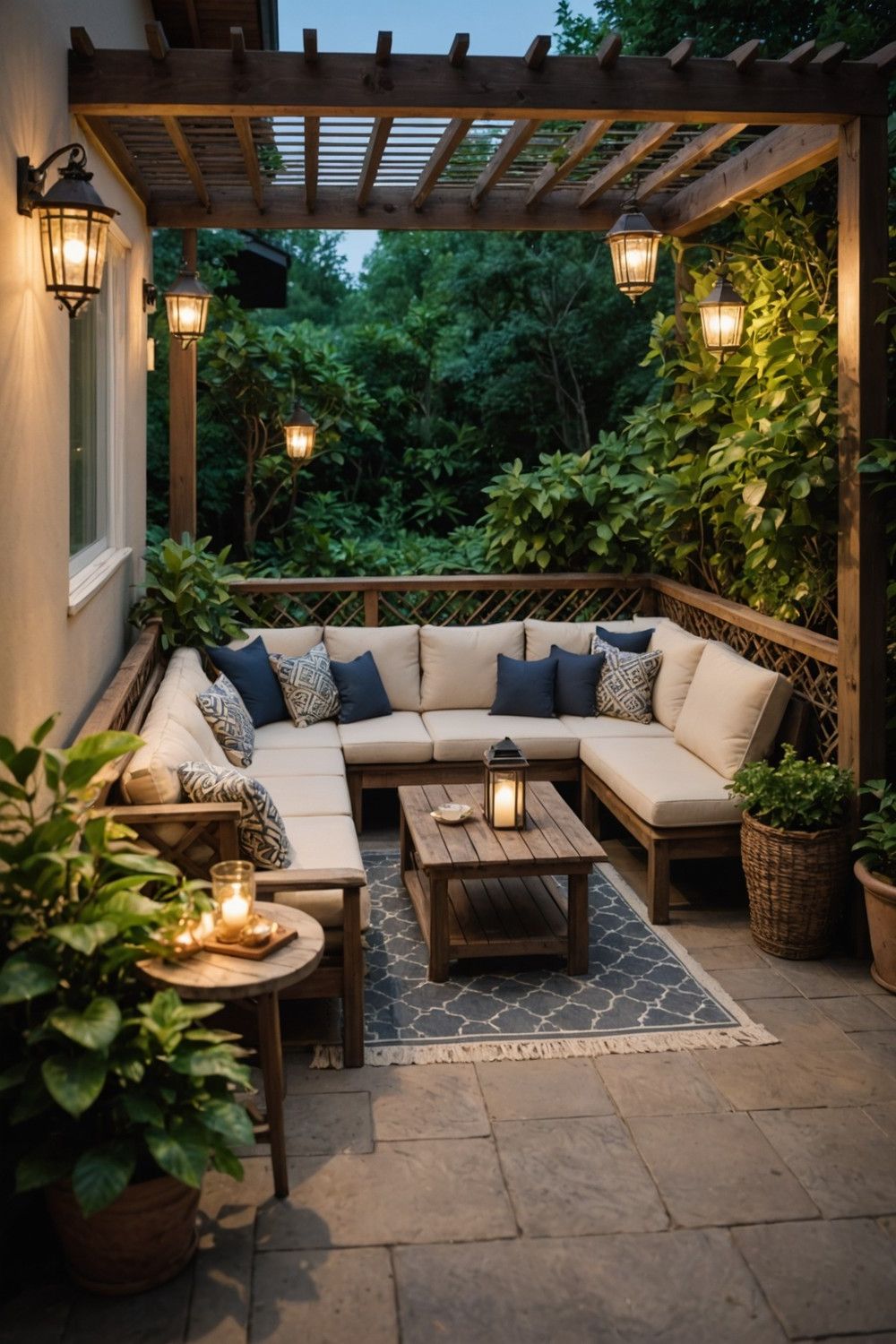 45) Wooden Railing and Lattice for a Cozy Corner
