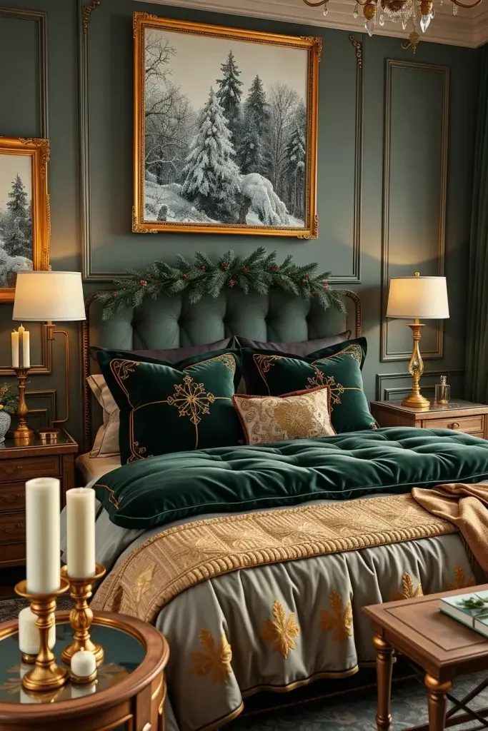 Green and Gold Combinations for a Festive Bedroom - photo 2