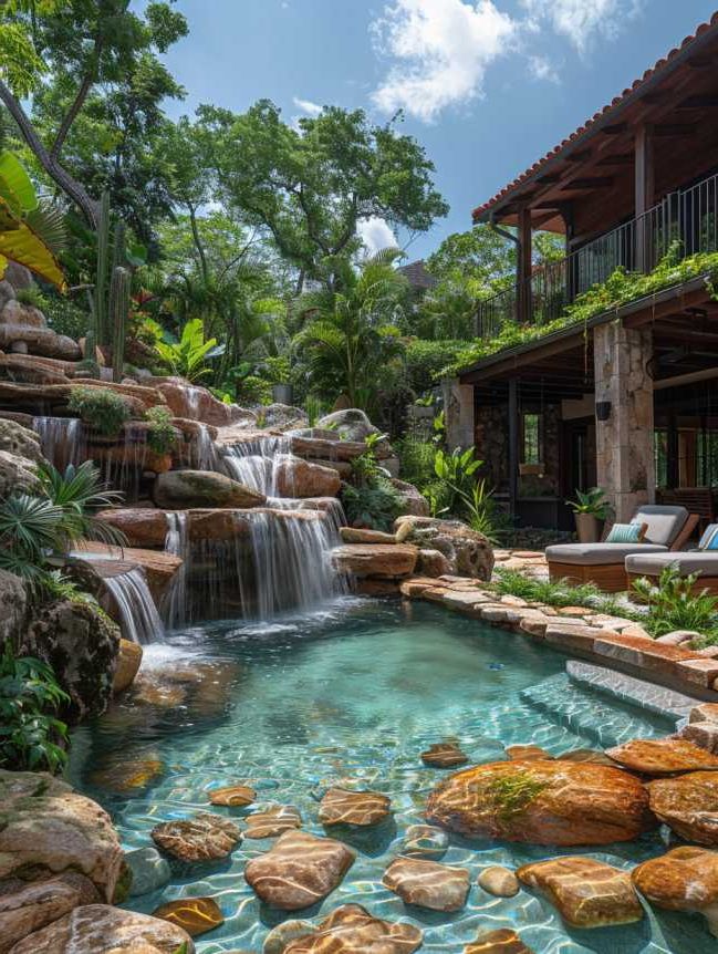 2025’s Top 47 Backyard Pool Ideas: Waterfall Wonders - photo 40