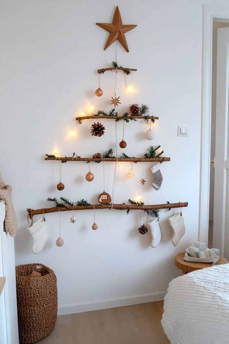 10. Wall-Mounted Tree Using String Lights - photo 2