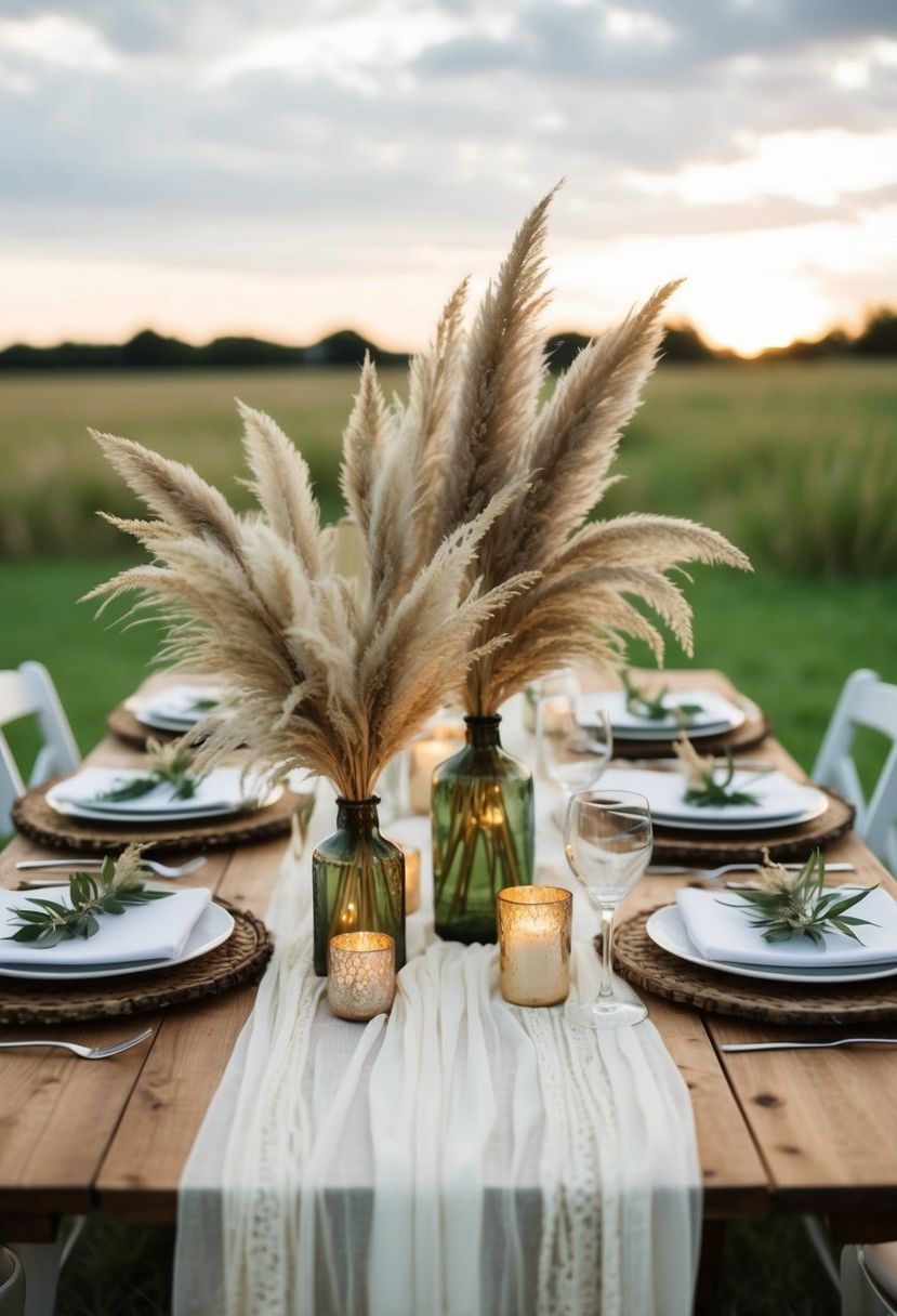 6) Pampas Grass Table Accents