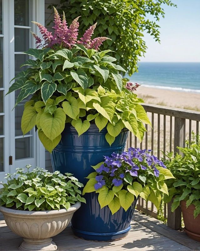Coastal Coleus Container With Sea-Inspired Decor