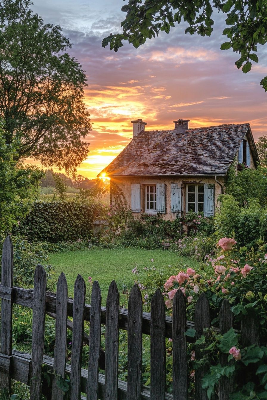 16. Frame a Cottage Garden with Weathered Fencing