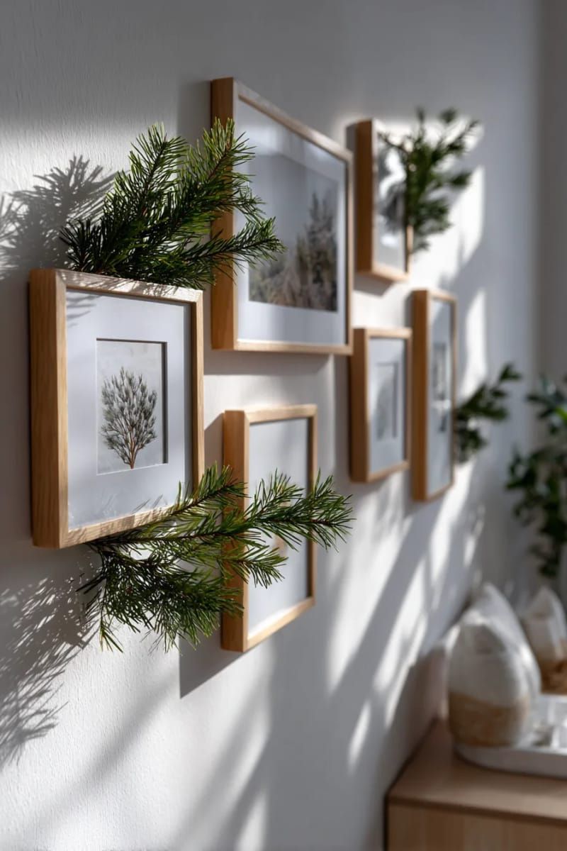 18. Evergreen Sprigs Tucked Into Framed Wall Art