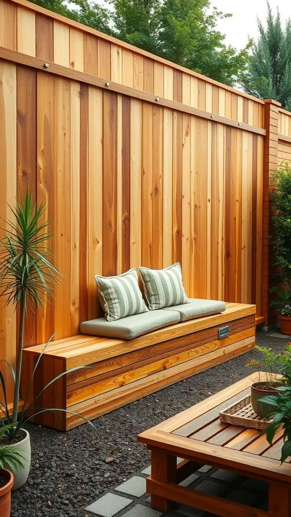 16. Privacy Fence With a Built-In Bench