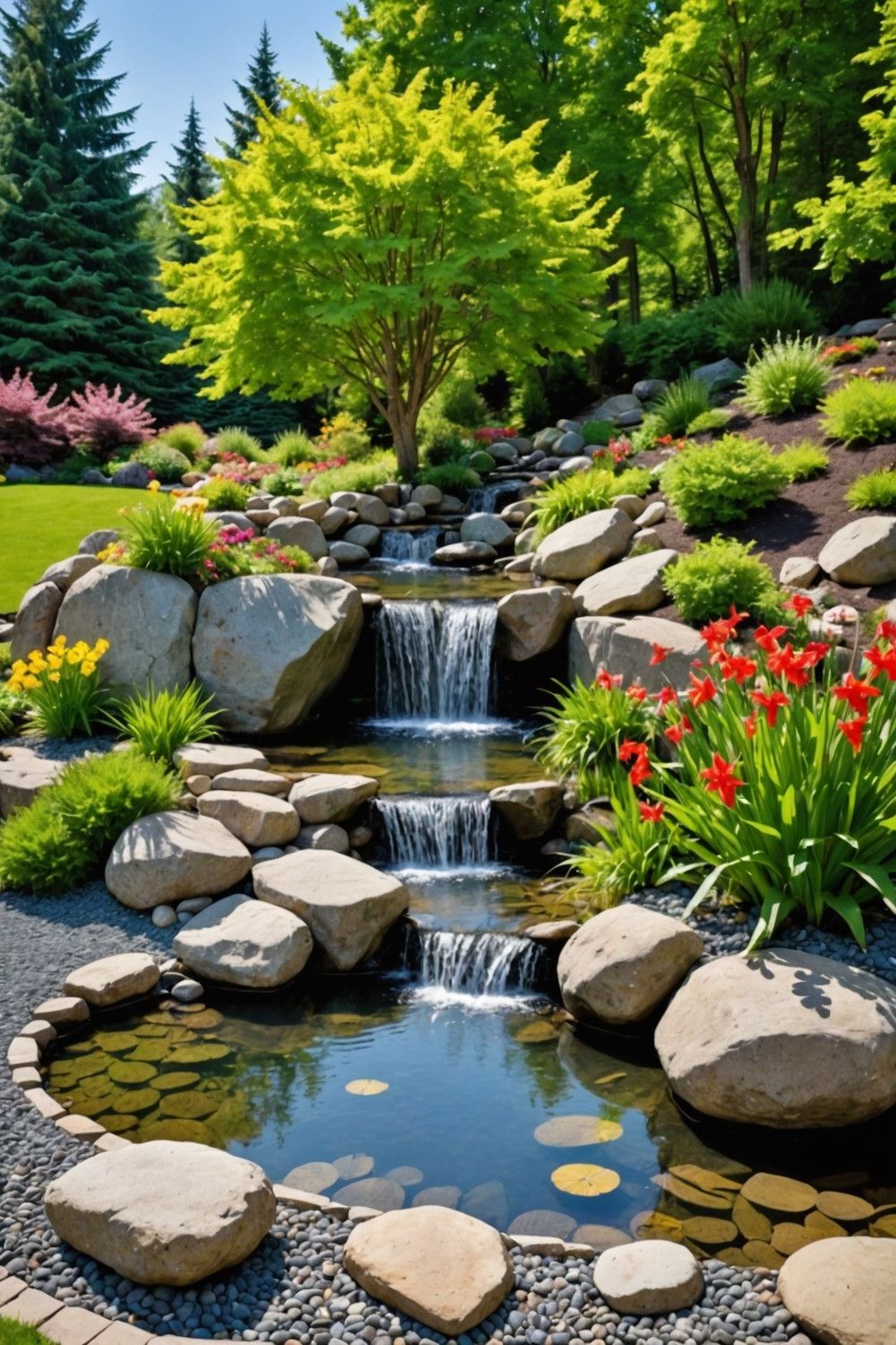 Boulder Wall with Water Feature