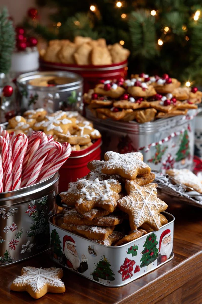 15. Vintage Tins Filled with Holiday Treats