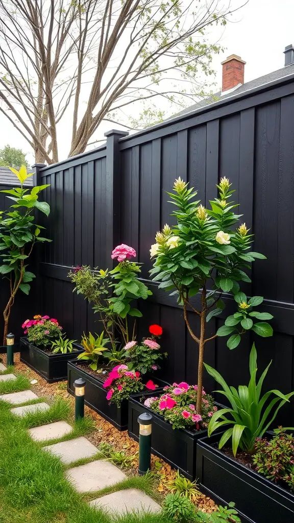 7. Privacy Fence With Built-In Planter Boxes