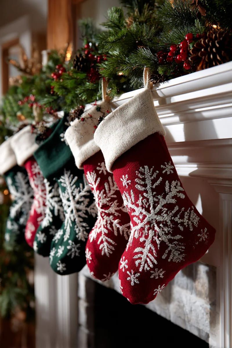6. Stenciled Snowflakes in White Fabric Paint