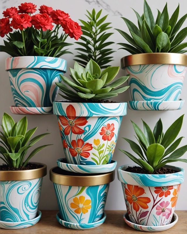 Swirled Marbled Pot Effect