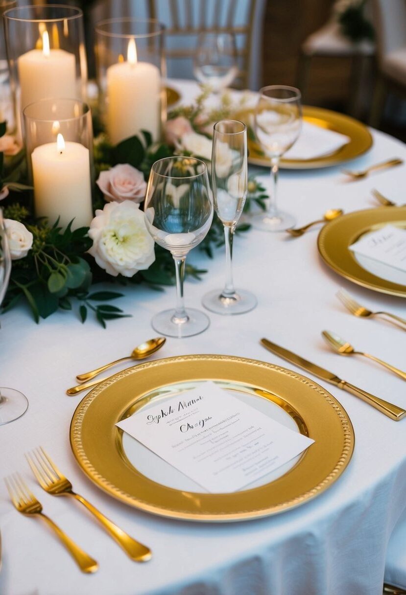 1) Charger Plates with Gold Edging