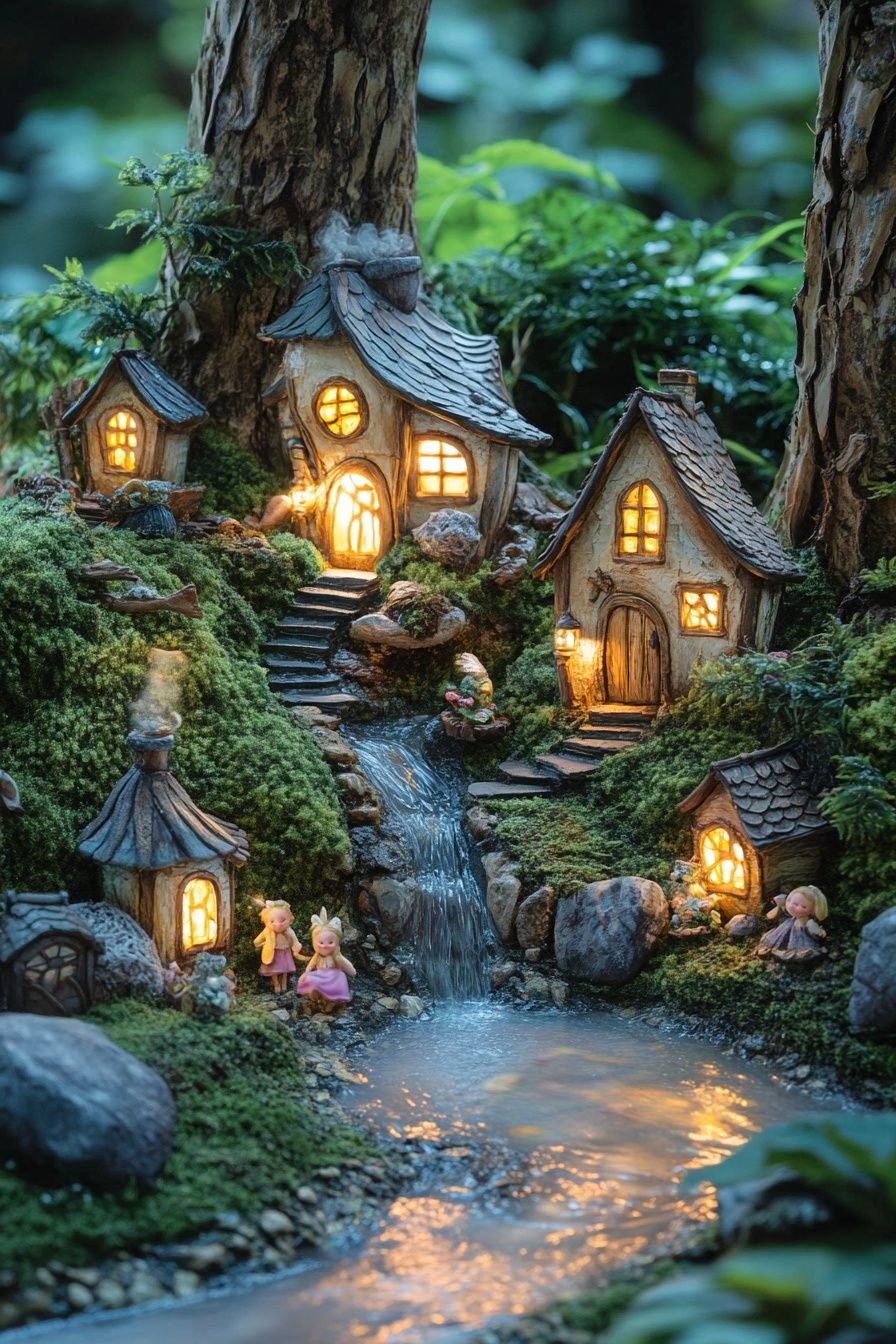 14. A Fairy Village Beside a Glowing Stream
