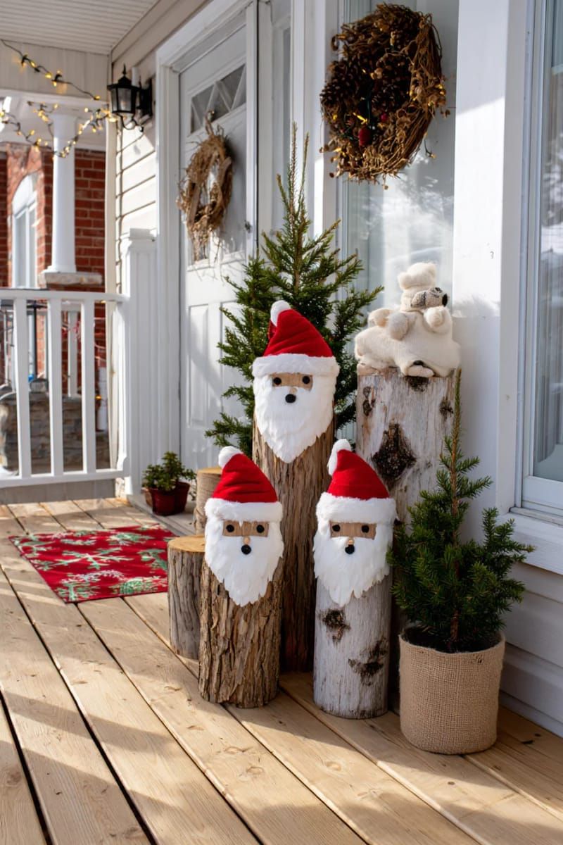 9. Wooden Log Santas With Felt Hats - photo 2