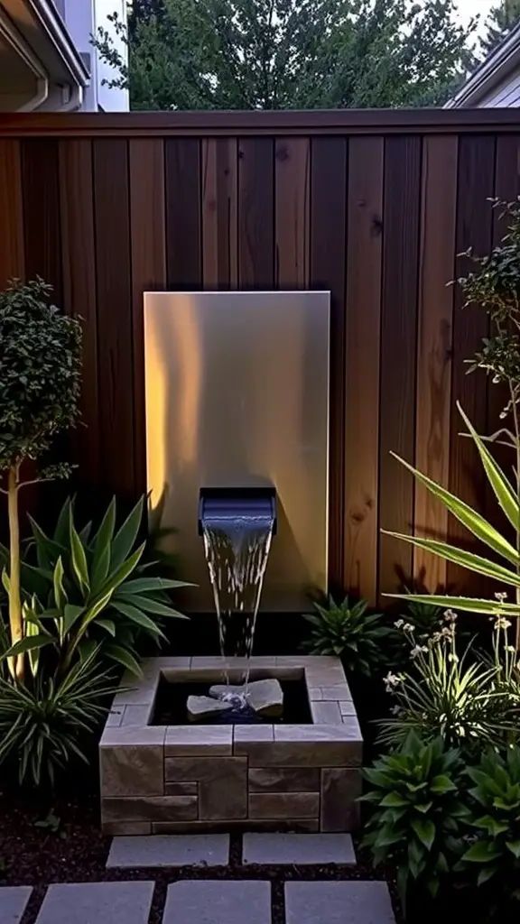 23. Privacy Fence With a Calming Water Feature