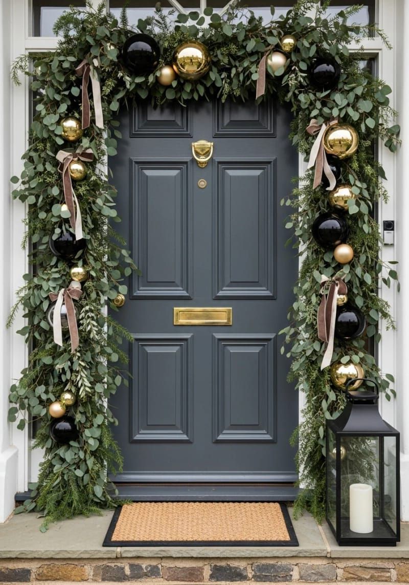 6. Gold and Black Ornaments with Eucalyptus Accents - photo 2