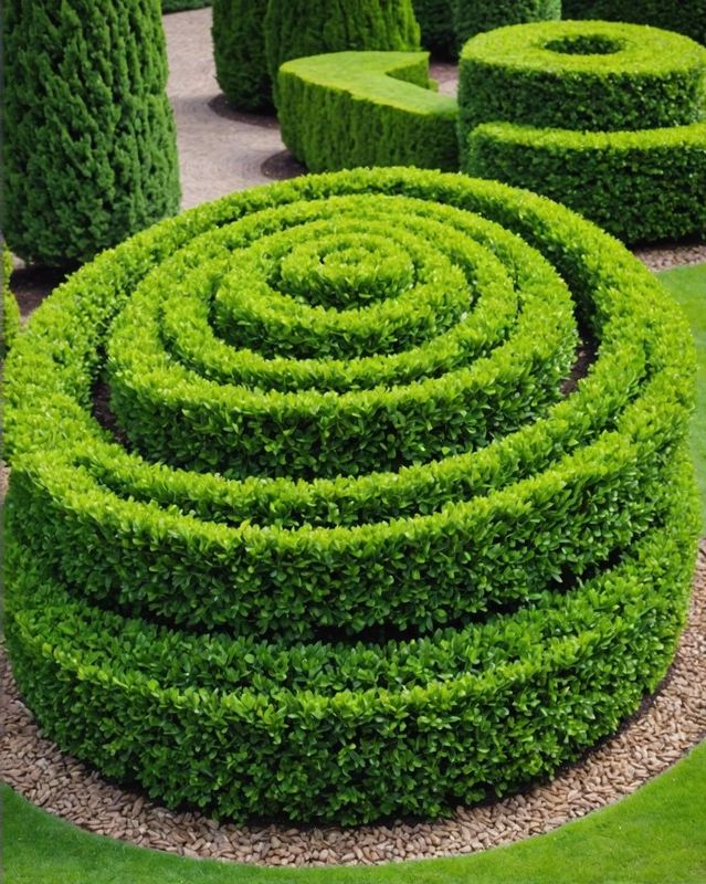 Spiral-Cut Boxwood Topiary
