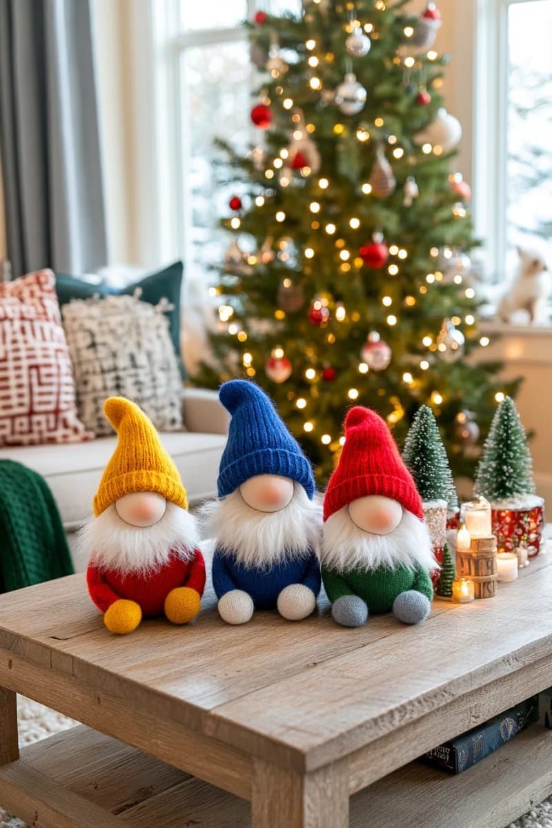4. Sweater sleeve gnome dolls with faux fur beards and woolen hats - photo 2