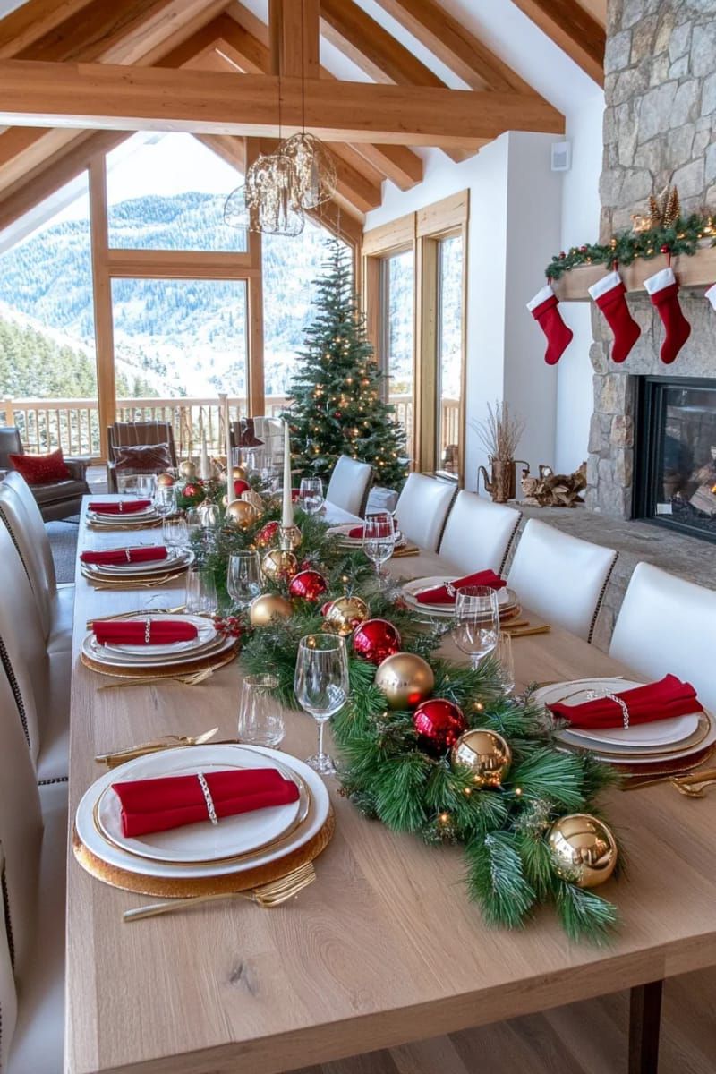 2. Gold and Red Garland Table Decoration