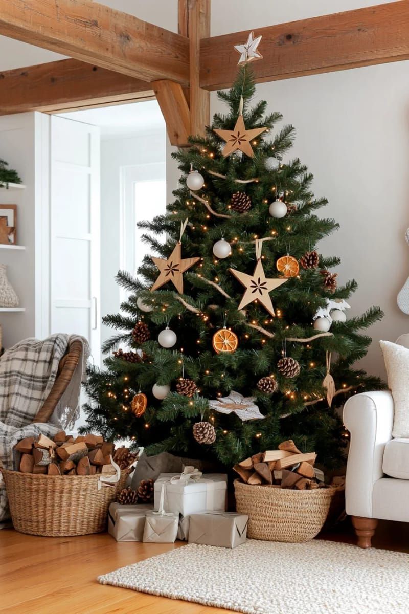 3. Rustic forest tree with pinecones and orange slices