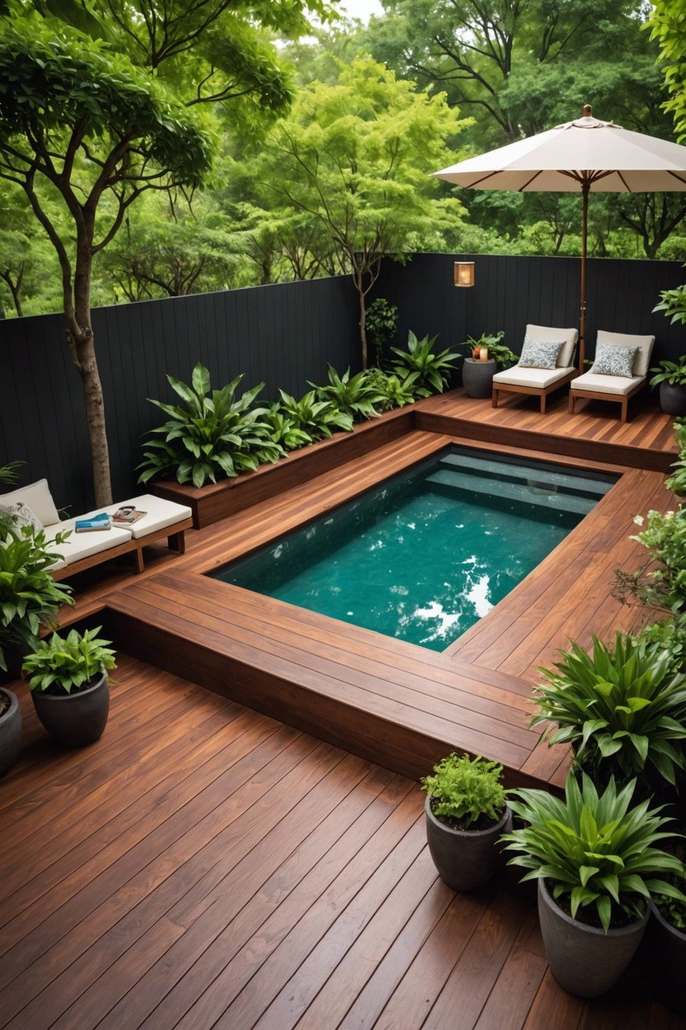 Wooden Decks with Built-In Bench Seating