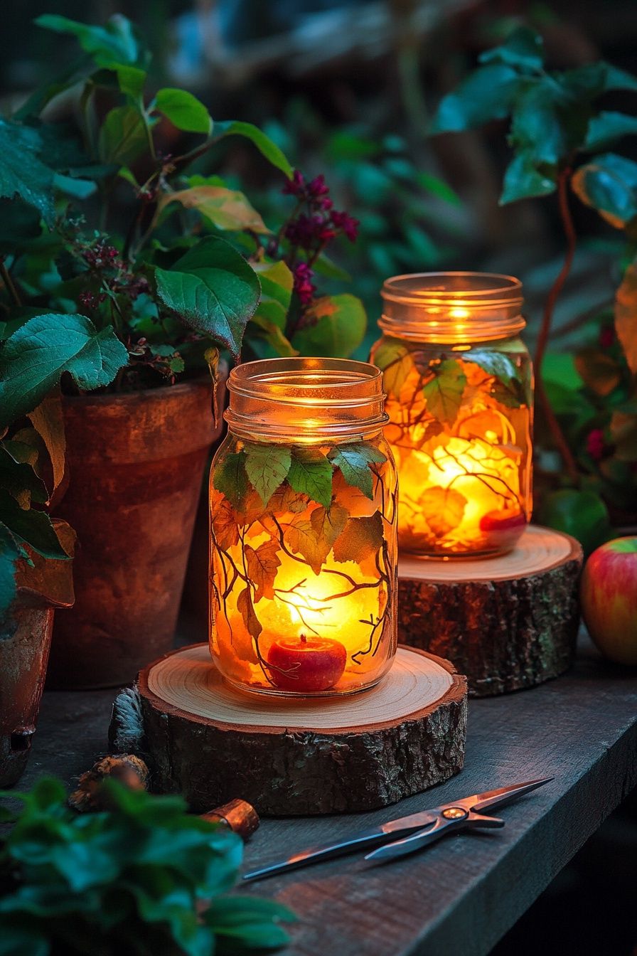 9. Turn Mason Jars into Garden Lanterns