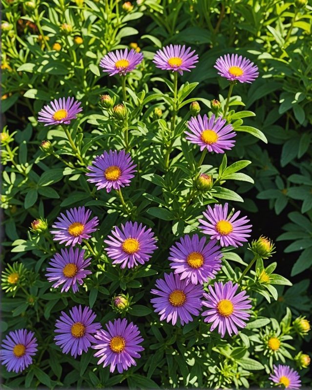 Asters Blooming in Fall