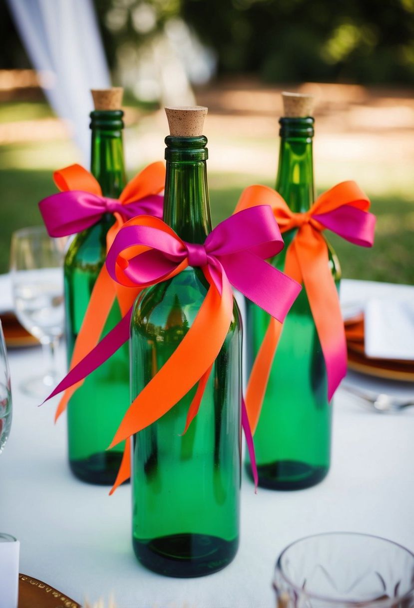 15) Glass Bottles Wrapped in Colorful Ribbon