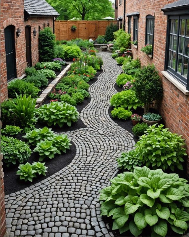 5. Courtyard Garden with Cobblestone Pathway